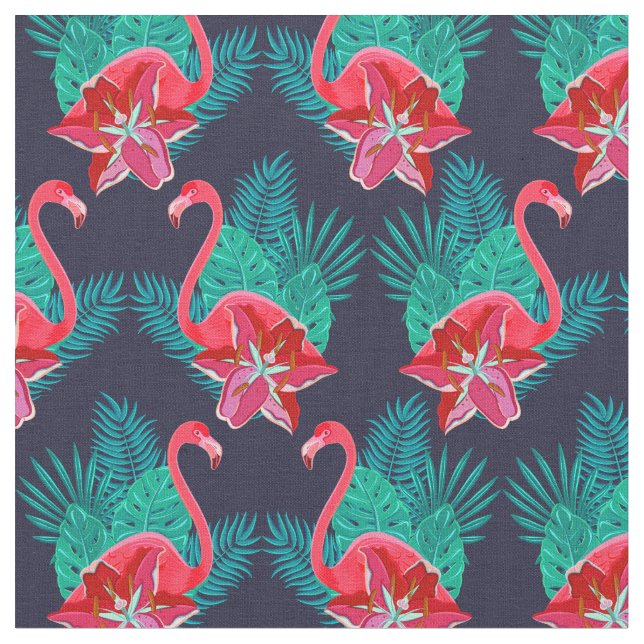 Tecido Pink Tropical Flamingo Pattern (Detalhe)