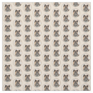 Tecido Pintura de Akita - Arte Cão Original