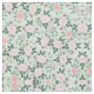 Tecido Pintura de Aquarela Floral Verde Elegante
