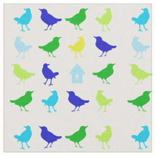 Tecido Pintura de aves coloridas por Chariklia Zarris