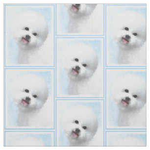 Tecido Pintura de Bichon Frise - Arte de Cachorro Origina
