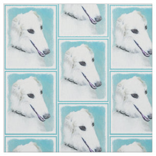 Tecido Pintura de Borzoi (branca) - Arte de Cão Original