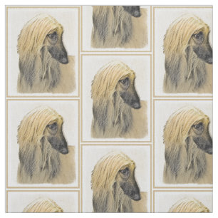 Tecido Pintura de Cachorro Afegão - Arte de Cachorro Orig