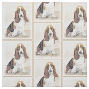 Tecido Pintura de Cachorro Basset - Arte de Cachorro Orig