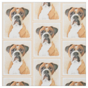 Tecido Pintura de Cachorro Boxer Original sem Corte Arte