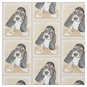Tecido Pintura De Cachorro De Basset - Arte De Cão Origi