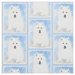 Tecido Pintura De Cachorro Samoia - Arte Cachorro Origina