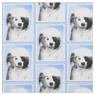 Tecido Pintura de Cão de Água Português - Arte Original d