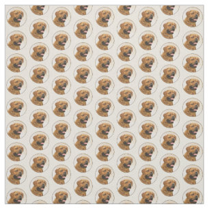 Tecido Pintura de Cão de Bordéus - Arte de Cão Origina