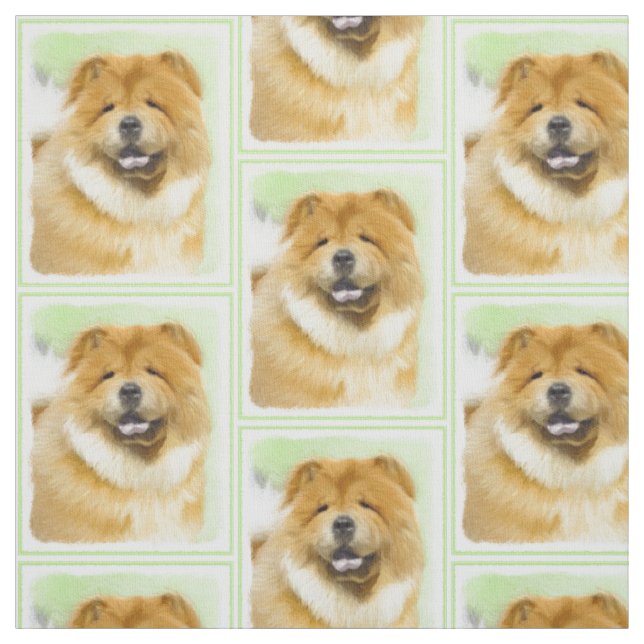 Tecido Pintura De Chow Chow - Arte De Cão Original Bonita (Modelo)