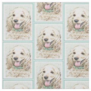 Tecido Pintura de Cocker Spaniel Buff - Arte de Cão Orig
