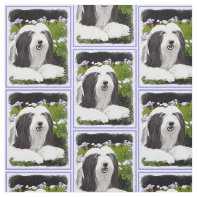 Tecido Pintura de Collie com Mão - Arte de Cão Original B (Modelo)
