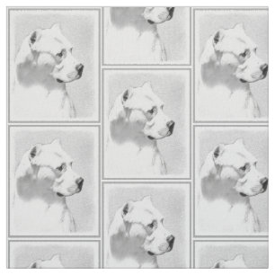 Tecido Pintura de Dogo Argentino - Arte Original de Cães