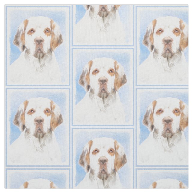 Tecido Pintura de Espanhol Clumber - Arte de Cachorro Ori (Modelo)