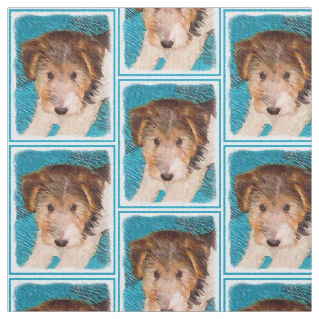 Tecido Pintura de Filhote de Wire Fox Terrier - Arte Orig (Modelo)