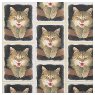Tecido Pintura de Gatos Loucos - Arte de Gato Original Bo
