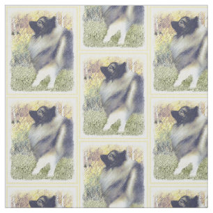 Tecido Pintura de Keeshond Aspen - Arte de Cachorro Origi