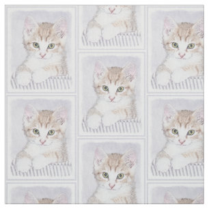 Tecido Pintura de Kitten Amarelo - Arte Original para Gat