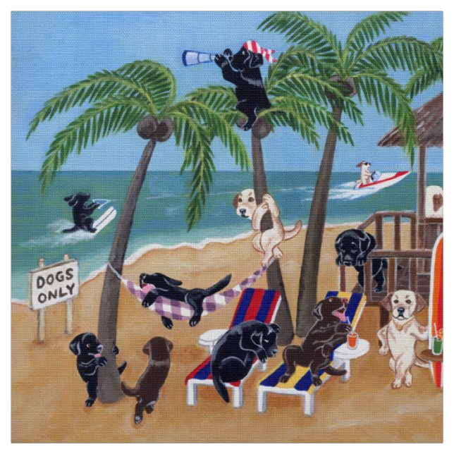 Tecido Pintura de Labradors das férias de verão (Modelo)