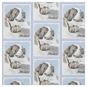 Tecido Pintura de St Bernard - arte original bonito do