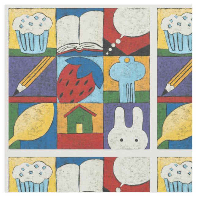 Tecido Pintura de vários objetos por Chariklia Zarris (Detalhe)