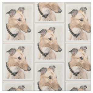 Tecido Pintura do galgo - arte original bonito do cão