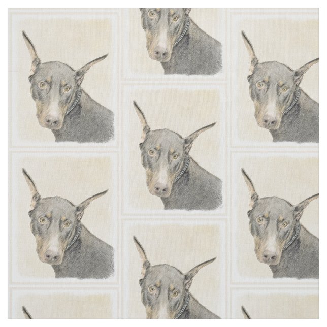 Tecido Pintura Doberman Pinscher - Arte Original para Cãe (Modelo)