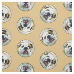 Tecido Pintura em Buldogue Vermelho e Branco Inglês Pet A