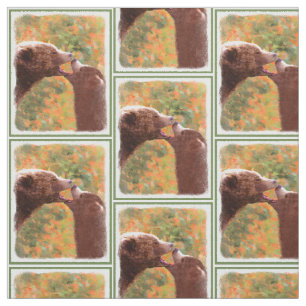 Tecido Pintura em Cubo e Mãe de Urso Grizzly - Arte da V