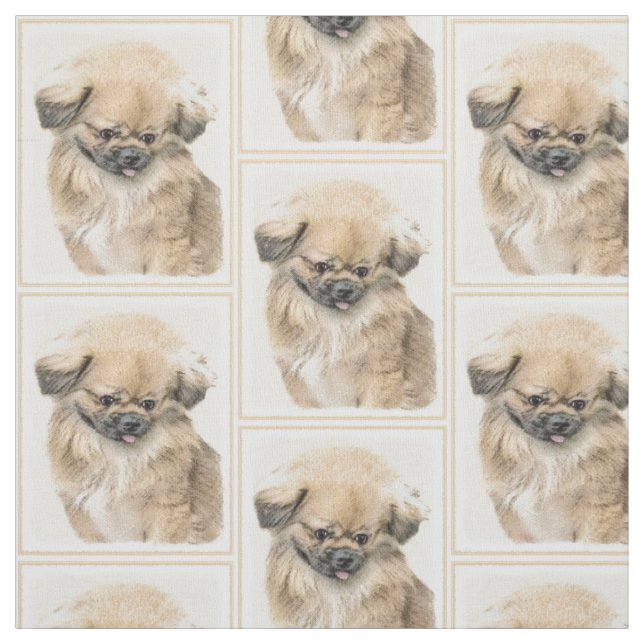 Tecido Pintura em Pekingese - Arte de Cachorro Original (Modelo)