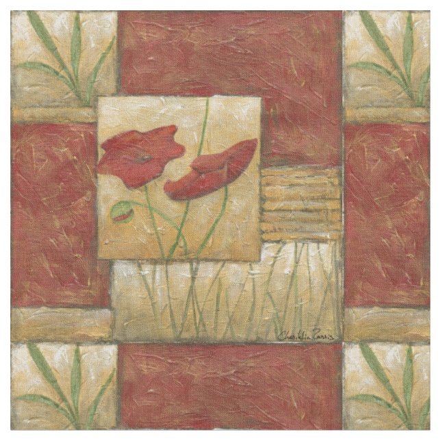 Tecido Pintura Floral com Traços Visíveis do Pincel (Detalhe)