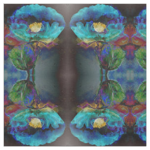 Tecido Pintura floral romântica elegante de teal