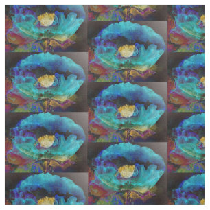Tecido Pintura floral romântica elegante de teal