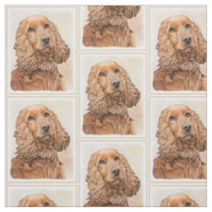 Tecido Pintura Inglesa em Cocker Spaniel - Arte Original 
