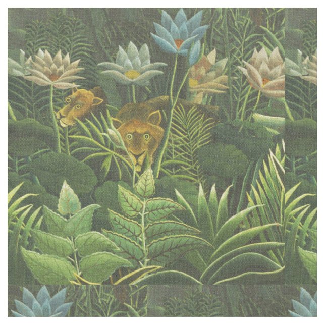 Tecido Pintura Tropical do Leão da Selva Rousseau (Detalhe)