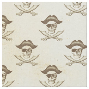 Tecido Pirata de Vintage Skull e Crossbones