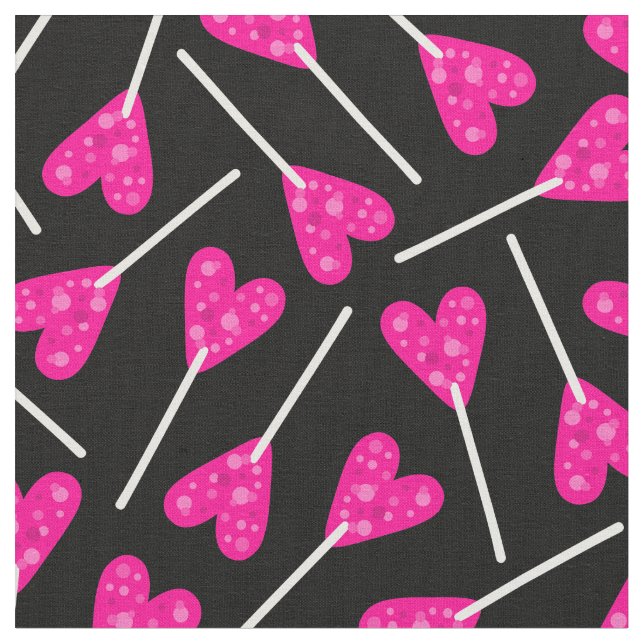 Tecido pirulito de doce em forma de coração rosa preto (Detalhe)