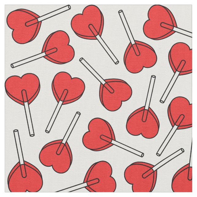 Tecido Pirulitos Vermelhos, Pirulitos em Forma de Coração (Detalhe)