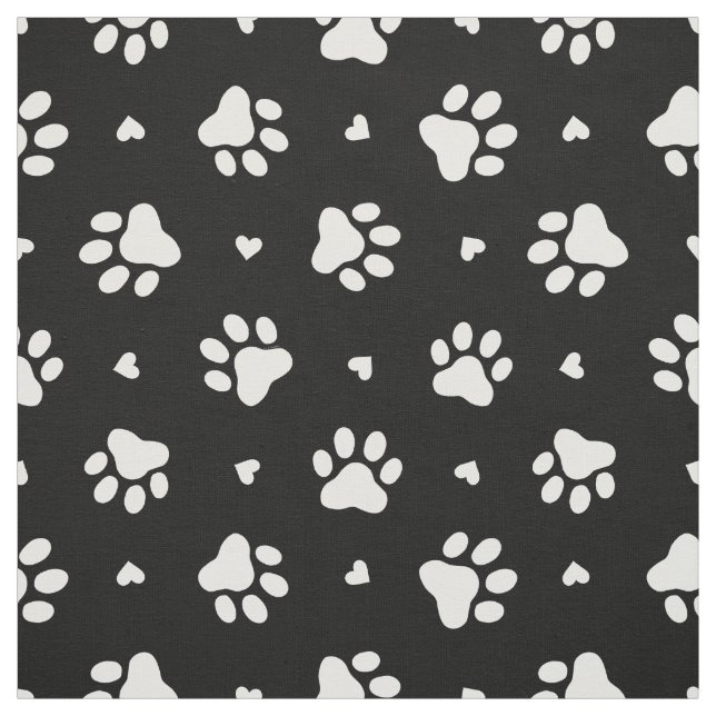 Tecido Pista de Cachorro Preto e Branco Imprime e Coração (Modelo)