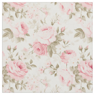 Tecido PixDezines Vintage Victoria Rosas Cor-de-Rosa