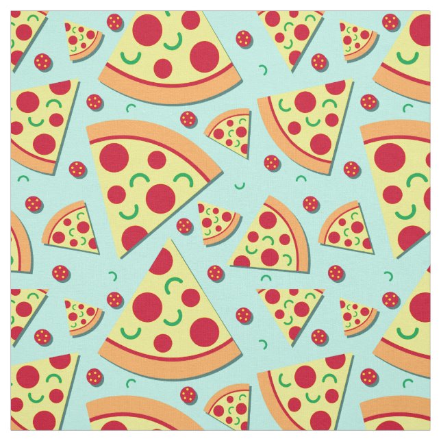 Tecido Pizza Colorida Pepperoni Fatiada Padrão de Comida  (Modelo)