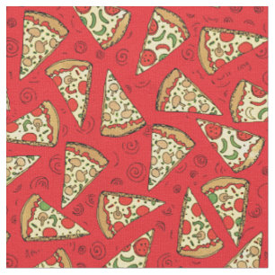 Tecido Pizza Engraçada Pizza Fatia Padrão Vermelho