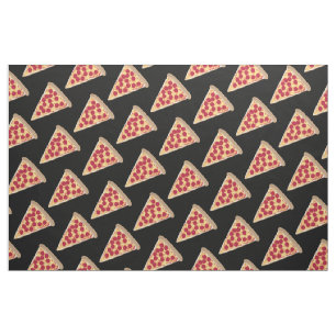 Tecido Pizza Pepperoni - Padrão de pizza em preto