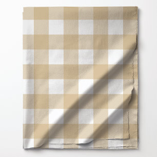 Tecido Plaid de búfalo bege e branco Aveia