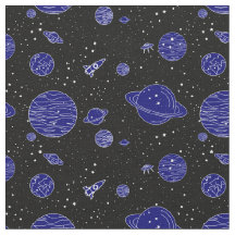 Planetas espaciais foguetes estrelas em preto