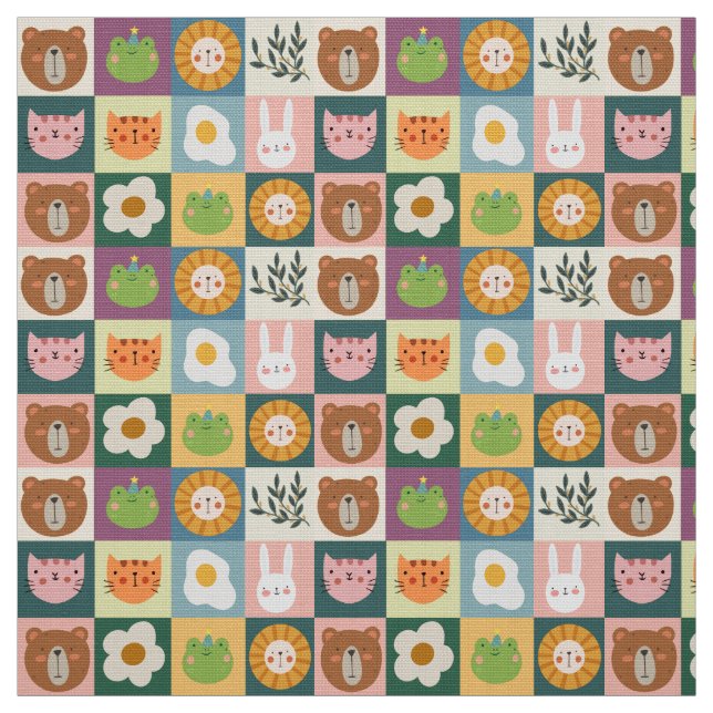 Tecido Playful Animal Friends Patchwork (Padrão de retalh (Modelo)