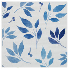 Tecido Pó-poliéster de poplin-folhas de cor azul-ciano