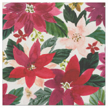 POINSETTIA ABUNDANCE Red Holiday Watercolor Floral