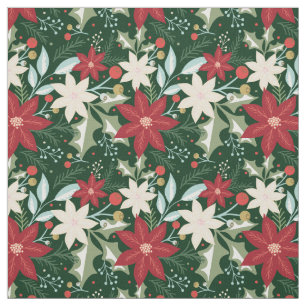 Tecido Poinsettia Floral Natal Feriado