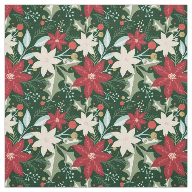Tecido Poinsettia Floral Natal Feriado (Modelo)
